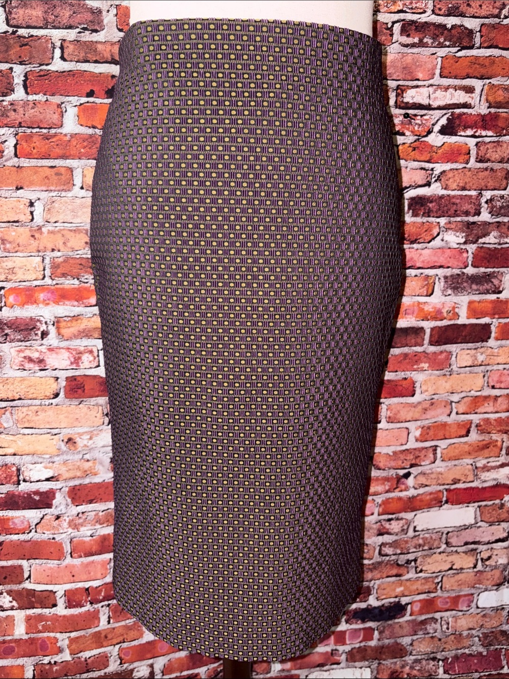 Ann Taylor Plum Purple with Chartreuse Geometric Textured Pattern Size 12